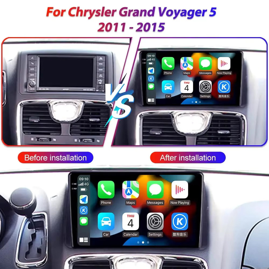TIEYEZ Android 15 Autoradio mit 4G WIFI und 360 Kamera für Chrysler Grand Voyager 5 (2011-2015) und Dodge Grand Caravan (2008-2020) in Schwarz - Bild 2