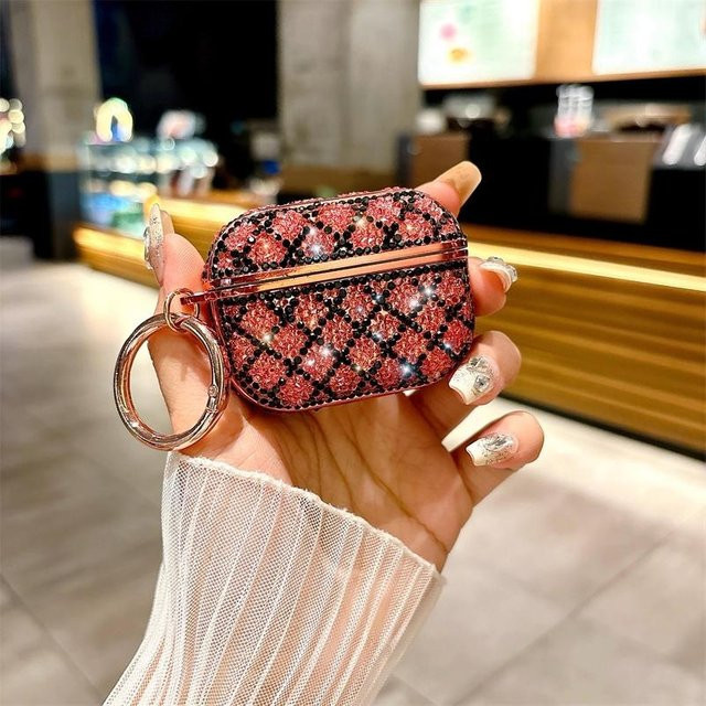 Deluxe Diamant Bluetooth Kopfhörer Case für AirPods Pro und AirPods Gen 1 2 3 4 mit Schlüsselanhänger, stoßfeste Hülle in Braun - Bild 1