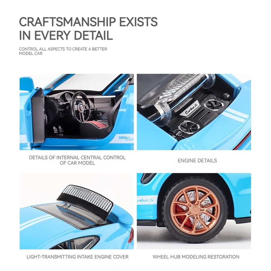 Porsche 911 GT3 RS, Sportwagen, Maßstab 1:32, Druckguss-Metallmodell, Weiß - Bild 1