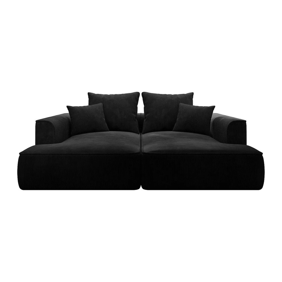 Vente-unique Sofa Pineta Schwarz mit Cord-Bezug ohne Schlafmöglichkeit Breite: 230 cm - Bild 2