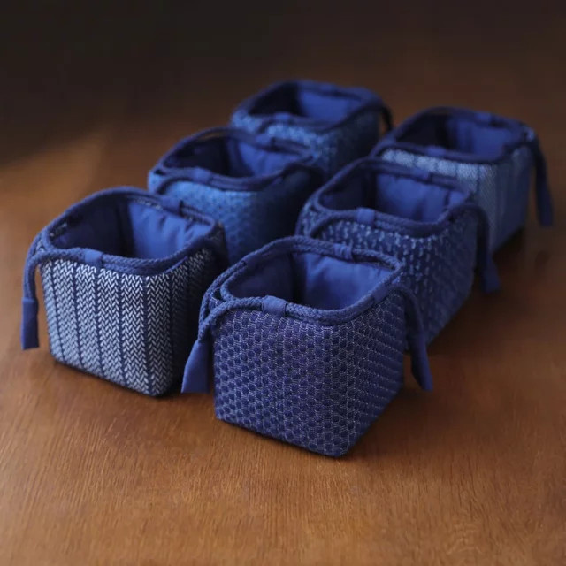 Tragbare Reise-Aufbewahrungstasche für Tee-Sets im Retro-Chinesischen Stil aus Denim-Stoff in Blau - Bild 1