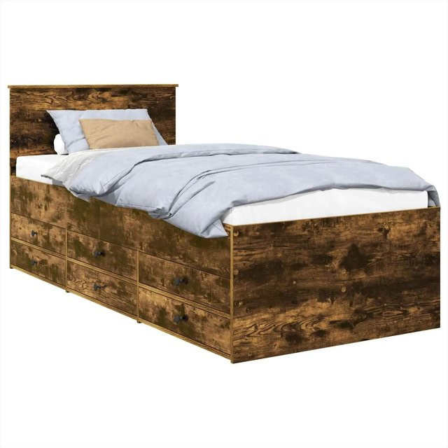 vidaXL Tagesbett in Geräucherte Eiche und Schwarz mit Schubladen und Schlaffunktion, B/T/H: 100 x 200 x 90 cm - Bild 1