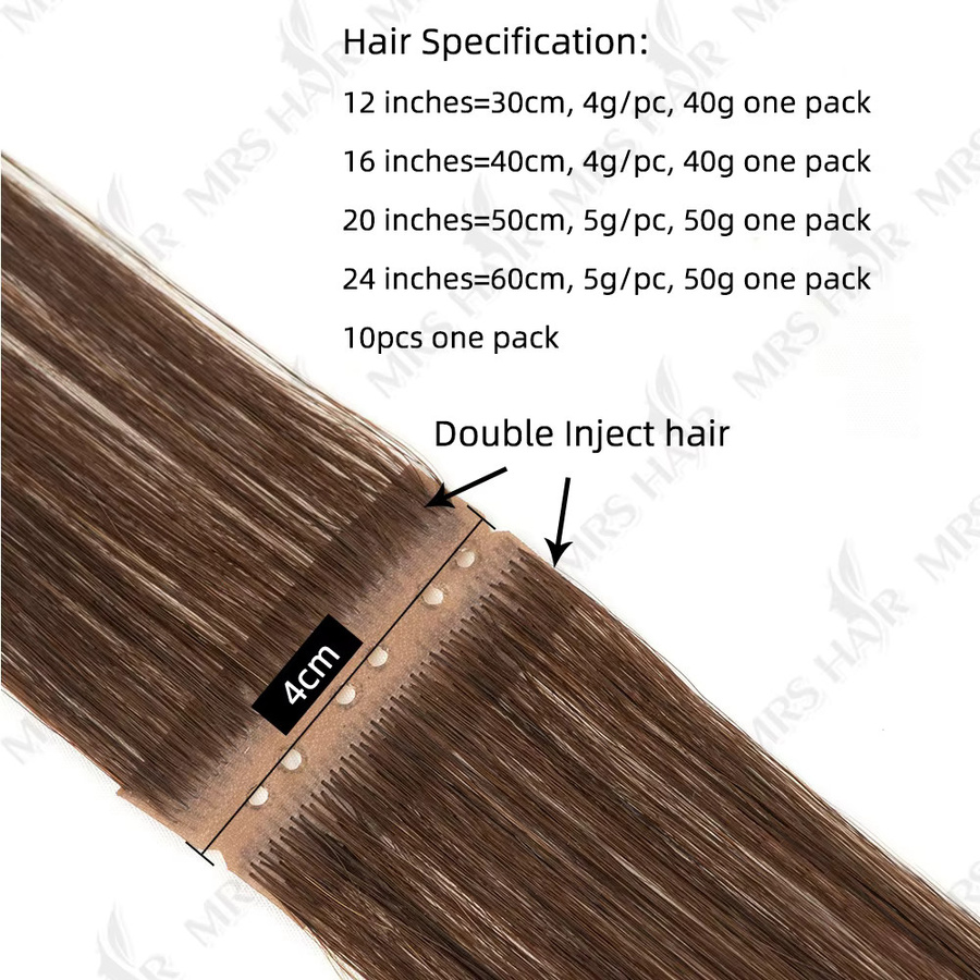 MRSHAIR Haarverlängerung Echthaar, glatt, 10 Stück, Unisex - Bild 3