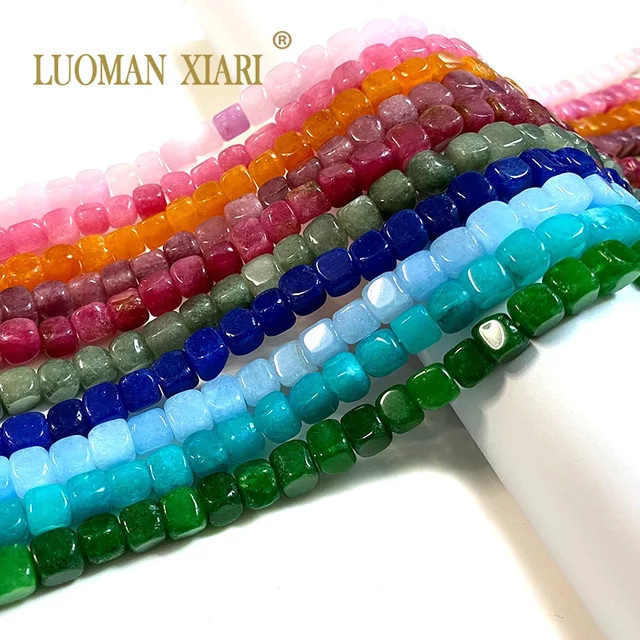 LUOMAN XIARI Perle, Chalcedon, Dunkelblau Orange, 8x8mm, Unisex - Bild 1
