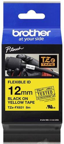 Brother Schriftbandkassette TZe-FX631 für P-touch, Farbe: Gelb, Schriftfarbe: Schwarz, Breite: 12 mm, Länge: 8 m - Bild 1