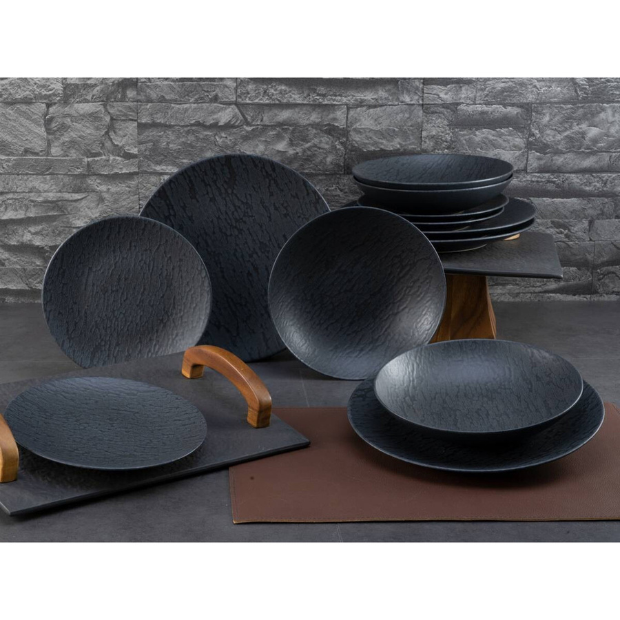 CreaTable Tafelservice Schiefer Black aus Steinzeug, 12-teiliges Geschirrset in Schwarz und Grau - Bild 4