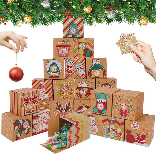 Befüllbarer 24-Tage-Adventskalender aus Papier als Geschenkbox in Mehrfarbig für Weihnachten - Bild 1
