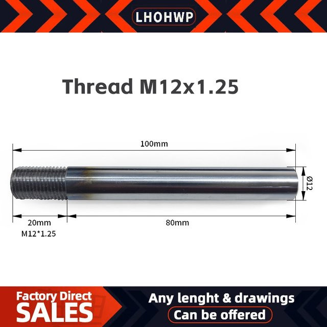 Optischer Achsgewindeadapter M12x1,25 in Silber, Länge: 100 mm - Bild 1