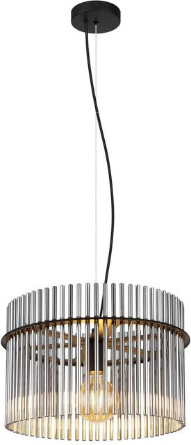 Globo Pendelleuchte Gorley aus Metall und Glas in Schwarz mit E27 Fassung, Durchmesser: 40 cm - Bild 1