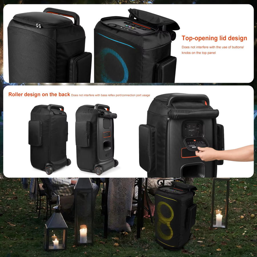 VODOOL Staubschutzhülle und Tragetasche für JBL PartyBox 520 Mesh Lautsprecher, wasserdicht, Schwarz - Bild 2