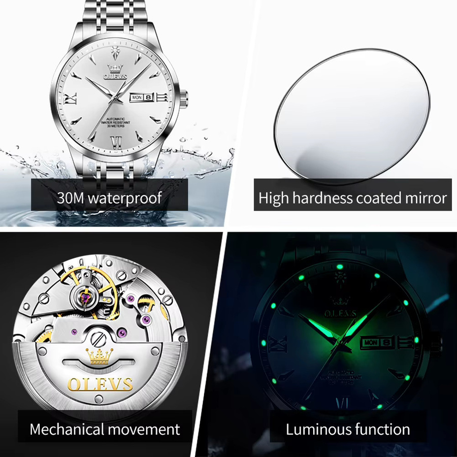 OLEVS Armbanduhr Automatik, Edelstahl, Bicolor, Herren - Bild 3