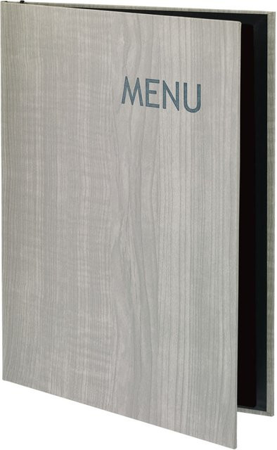 VEGA Speisekarte Lenio mit Prägung MENU in Grau, DIN A4, Breite: 23,8 cm, Höhe: 32,6 cm - Bild 1