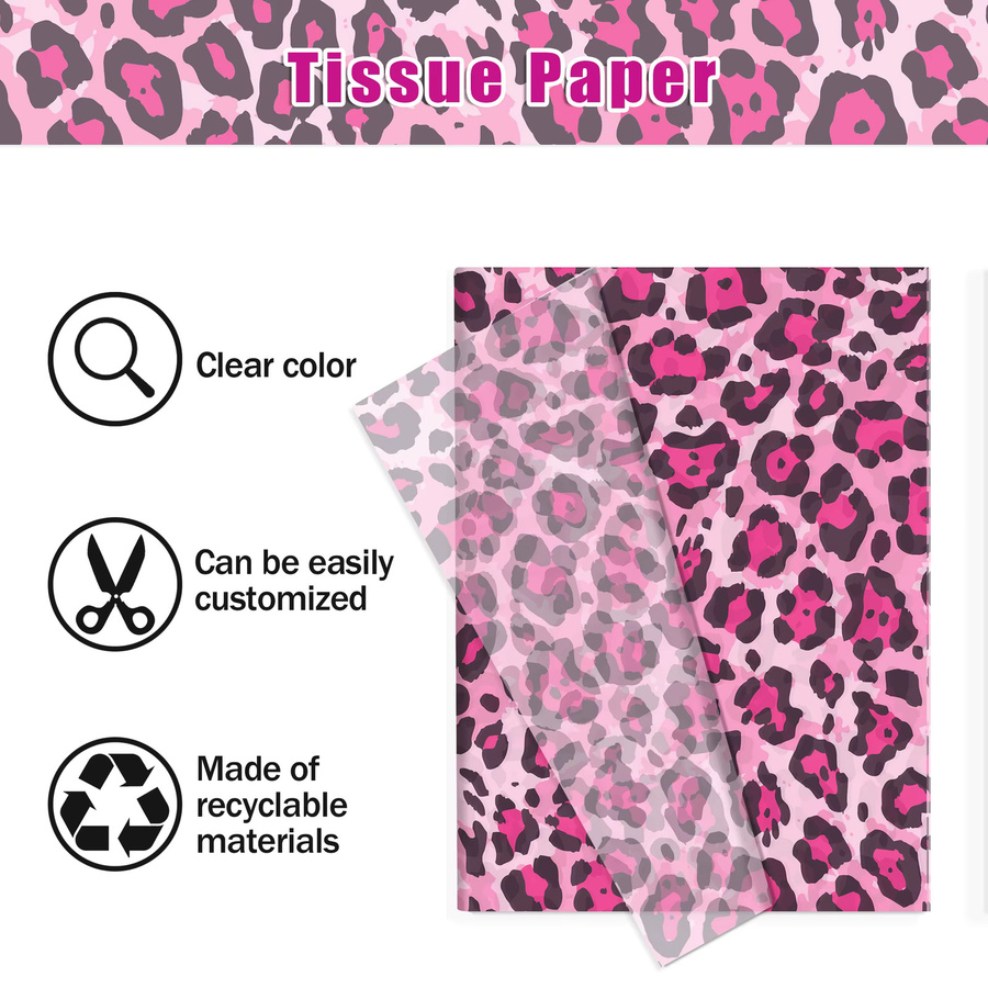 Rosa Seidenpapier mit Leopard-Print für deine Geburtstags-, Hochzeits- oder Partydekoration (20 oder 50 Stück) - Bild 3