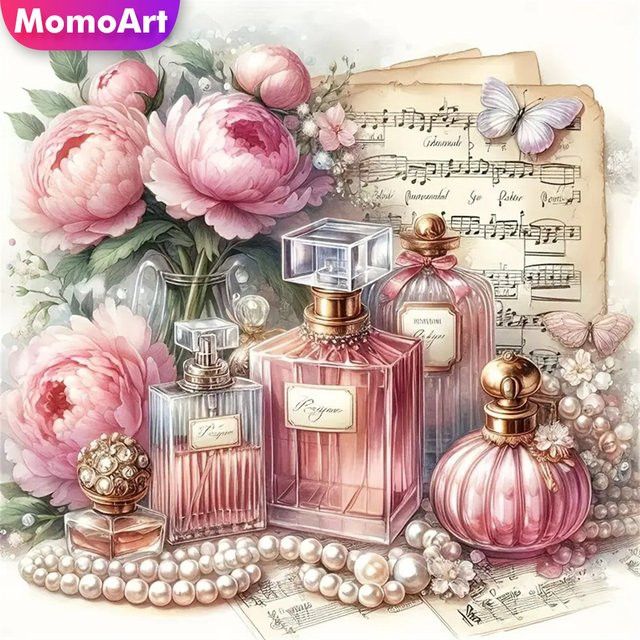 Momoart 5D Diamant Mosaik DIY Kreuzstich Kit mit Pfingstrosen Blumen als Kunst Stickerei Set - Bild 1