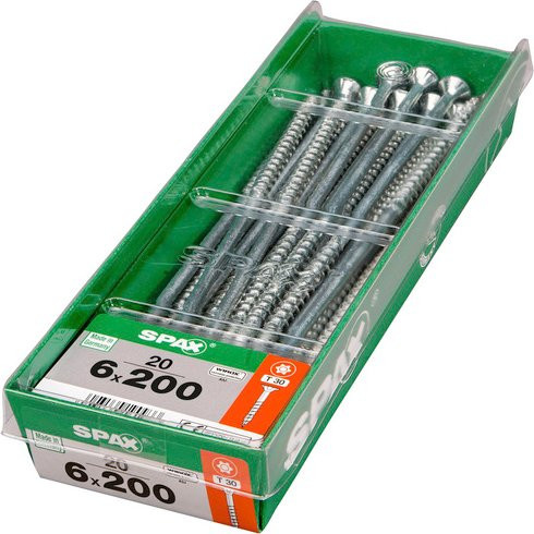 Spax Universalschraube mit T-Star plus Torx-Antrieb, Farbe: Silber, Material: Stahl, 20 Stück, Durchmesser: 6 mm, Länge: 200 mm - Bild 1