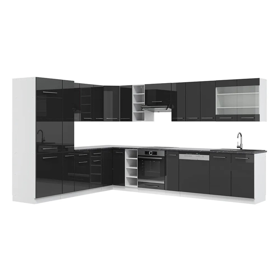 Vicco Fame-Line Eckküche Küchenzeile in Anthrazit Hochglanz und Weiß, B/T/H: 347 x 257 x 82 cm - Bild 3