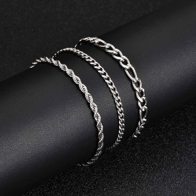 Vnox Armband-Set Edelstahl, silber, Herren, 21 cm - Bild 1