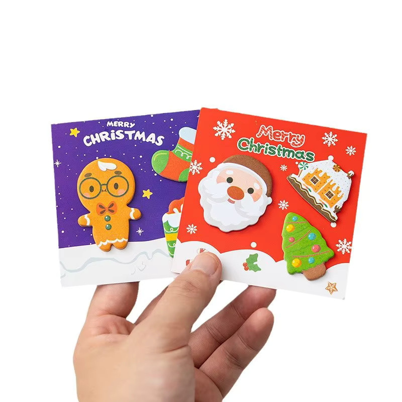 N-Time Weihnachts-Haftnotizen im Cartoon-Stil, niedliche unregelmäßig geformte Memo-Aufkleber in Mehrfarbig und Braun - Bild 3