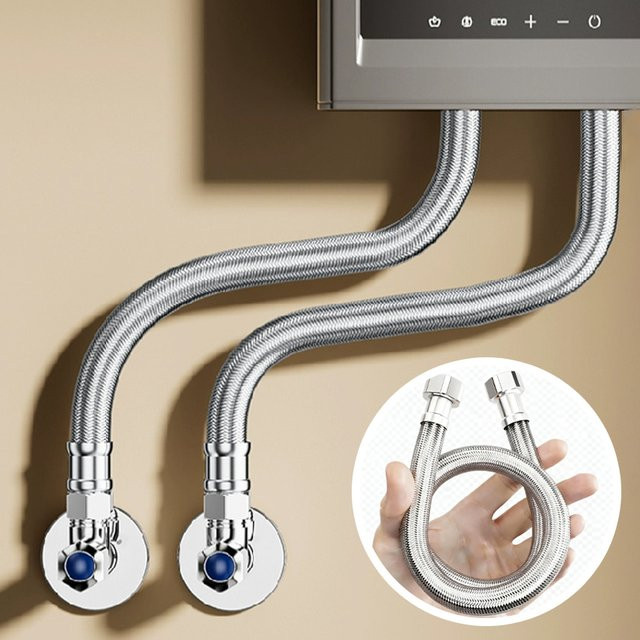 Flexibler Duschschlauch aus Edelstahl in Silber für Badezimmer und Küche - Bild 1