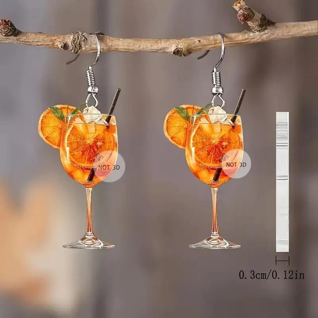 Hängeohrringe Acryl, Orangensaft, Damen, Silber - Bild 1