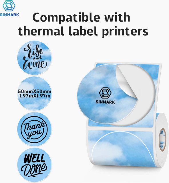 Phomemo Runde Thermo-Etiketten Aufkleber Blauer Himmel Durchmesser: 5 cm - Bild 1