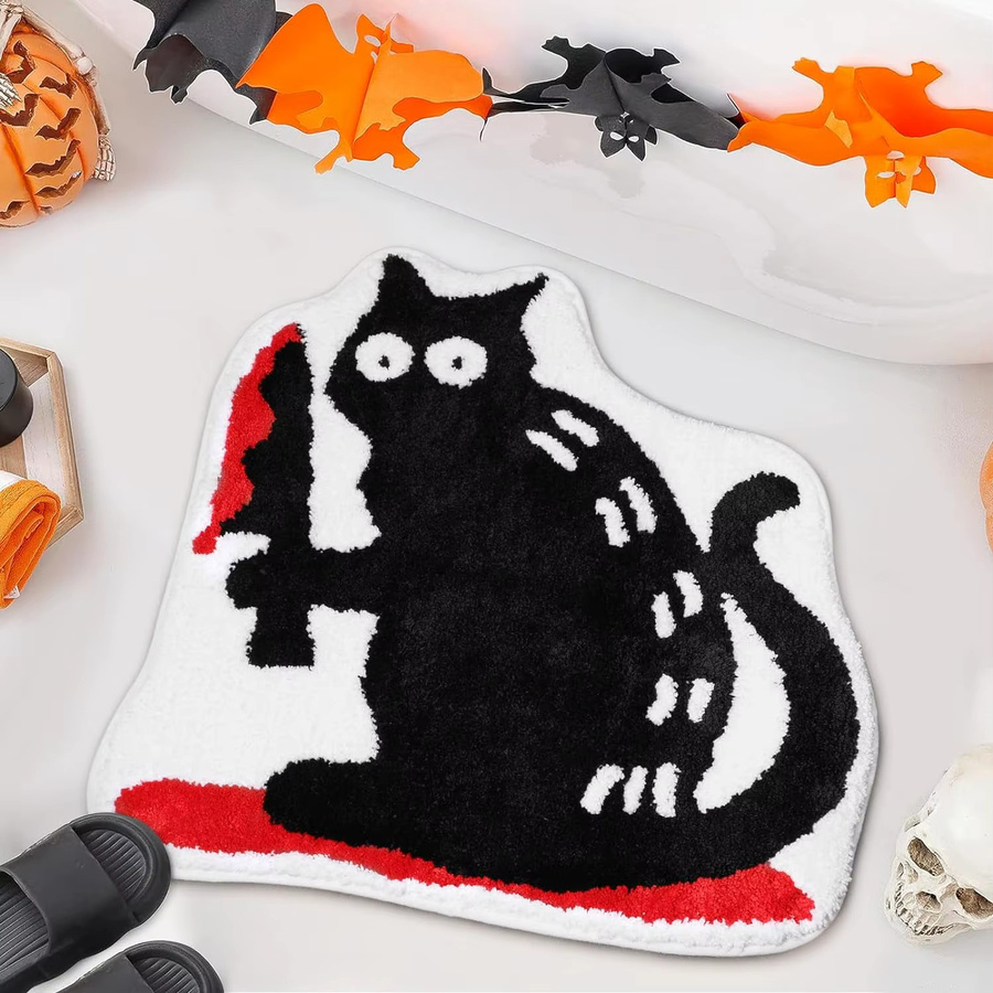 VIKAMA Halloween Horror Kätzchen Teppich, rutschfest und saugfähig, Mehrfarbig, B/T: 60 x 40 cm - Bild 3
