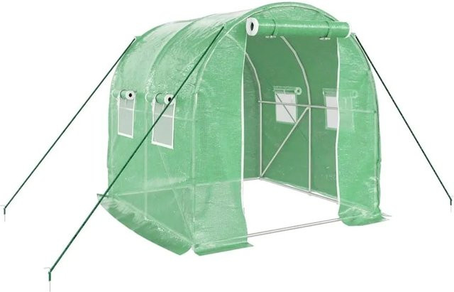 vidaXL Gewächshaus mit Stahlrahmen in Grün, 4 m², B/T/H: 2 x 2 x 2 m - Bild 1