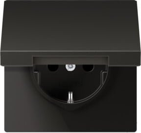 Jung Schuko-Steckdose 16A 250V mit Klappdeckel in Anthrazit Schwarz Aluminium AL 1520 KIKL AN - Bild 1