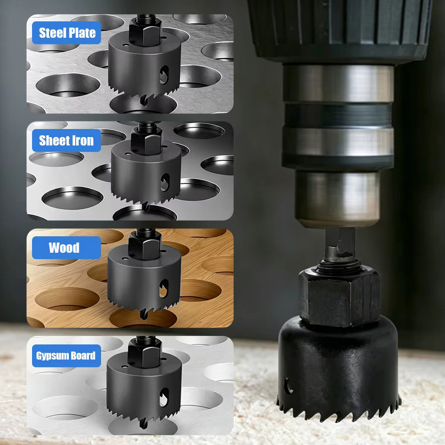 SHENSEN Holzlochsägen-Set mit Rundlochbohrern für Gipskarton, PVC und MDF, 19-152 mm - Bild 6