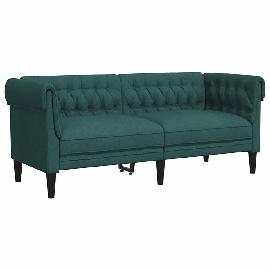 vidaXL Chesterfield-Sofa 2-Sitzer in Dunkelgrün aus Stoff mit Massivholzrahmen, Breite: 182,5 cm, Tiefe: 74,5 cm, Höhe: 74,5 cm - Bild 2