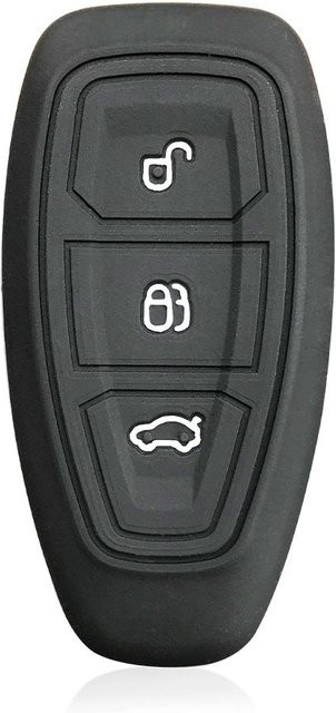 Silikon Schlüsselhülle für Ford Focus MK3 MK4 Fiesta Ecosport Kuga Mondeo mit 3 Tasten, Farbe: Schwarz, Marke: loxodoto - Bild 1