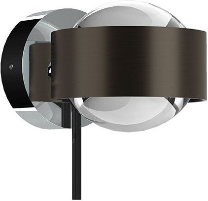 Top Light Puk! 80 Wall Avantgarde Wandleuchte in Black Wood und Chrom mit klarer Glaslinse - Bild 1