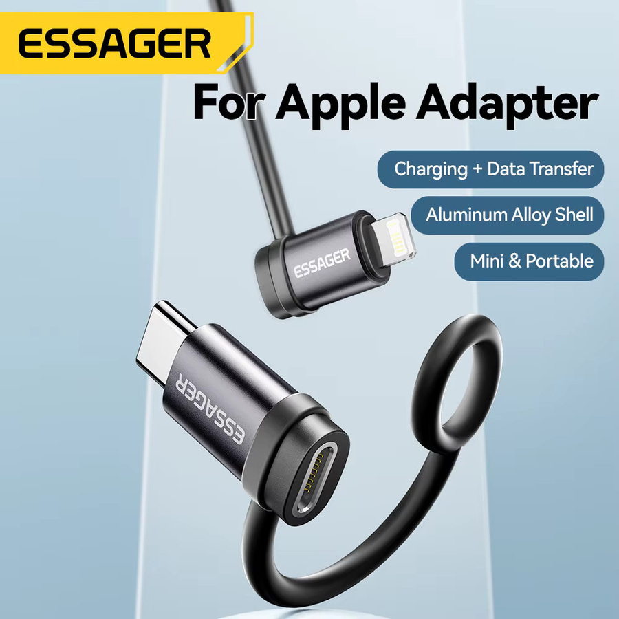 Essager USB-C-Adapter mit 3 A Schnellladefunktion, Lightning auf USB-C Konverter für iPhone 15, 14, 13 Pro und iPad, Schwarz - Bild 2
