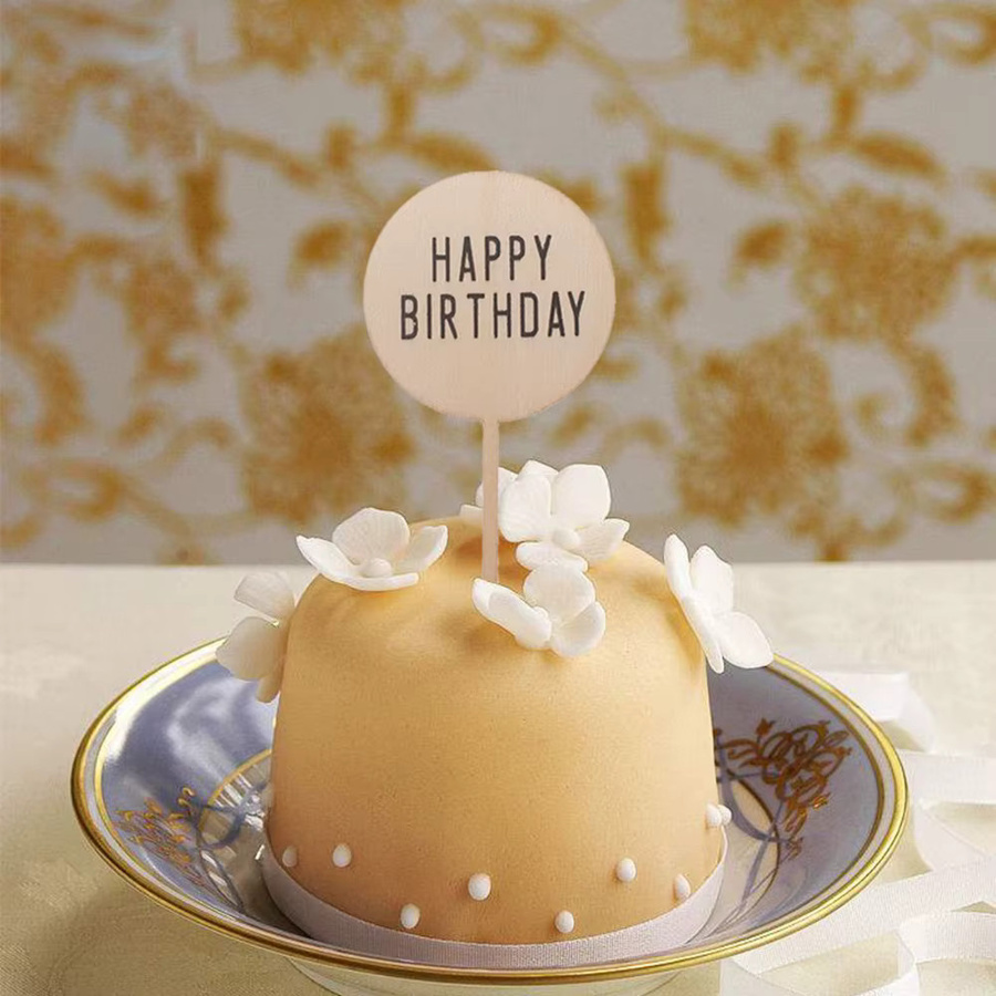 Alles Gute zum Geburtstag Kuchen Dekoration aus Holz in Braun - Bild 2