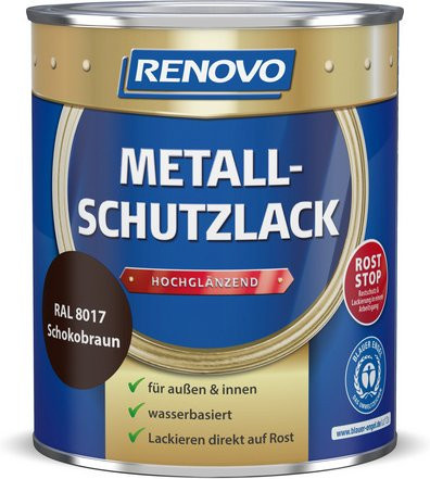 RENOVO Metallschutzlack braun wasserbasiert hochglänzend 0,75 l - Bild 1