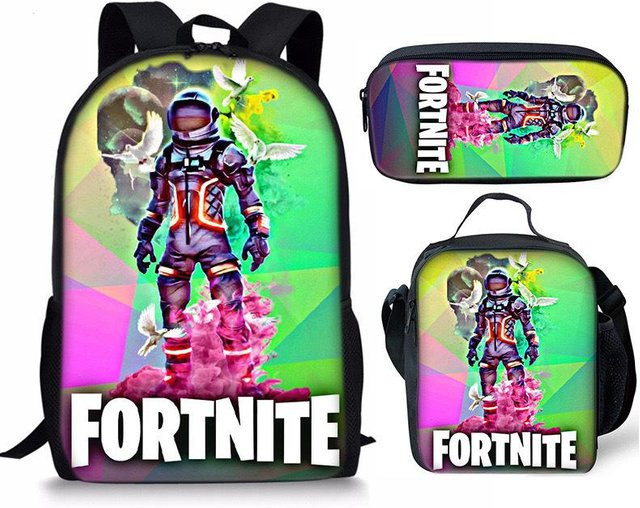 3-teiliges Fortnite Schulset mit Rucksack, Schultasche, Federmäppchen und Brotdose in Multicolor von Discover Intime - Bild 1