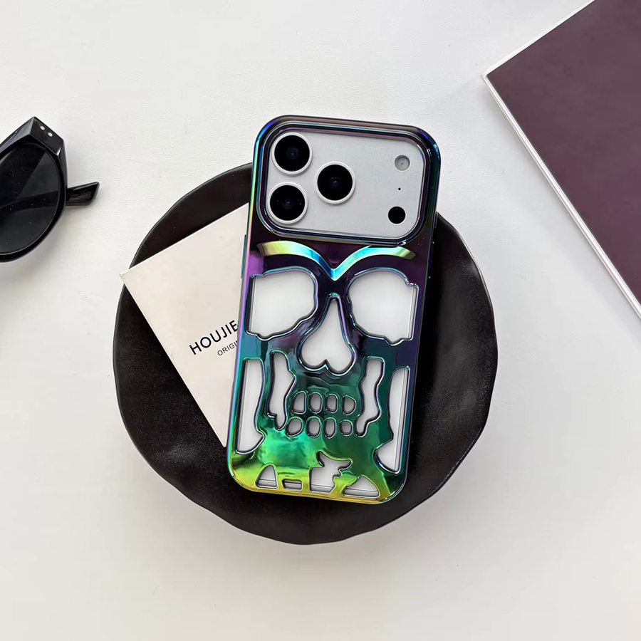 Stoßfeste iPhone Schutzhülle mit illustriertem Skelett-Schädel-Design in Multicolor für Apple iPhone 17 16 15 14 13 12 Pro Max - Bild 3