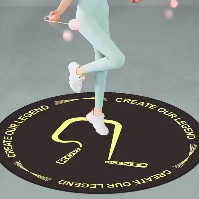 Rutschfeste Springseil-Bodenmatte für Indoor-Fitness und Yoga, kreisförmige Sportmatte in Schwarz, B/B: 100 x 100 cm - Bild 1