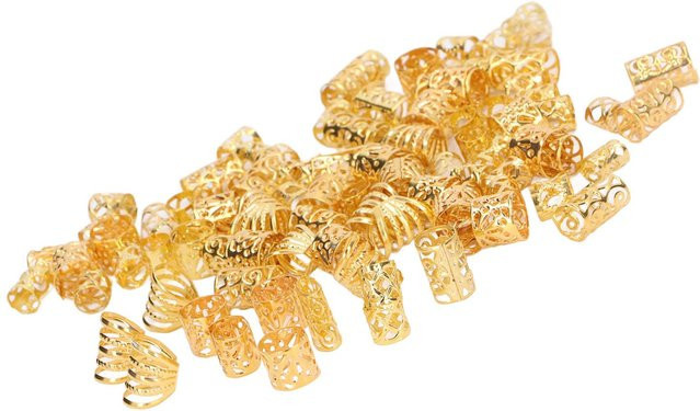 Koogeelife Dreadlocks Haarringe, 200 Stück, Legierung, Silber Gold, Unisex - Bild 1