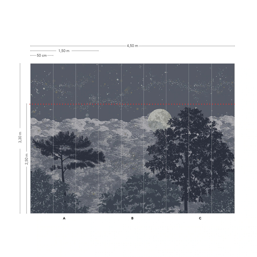 Isidore Leroy Mural Eclipse Clair Obscur Panel A Wandgestaltung in Blau - Bild 3