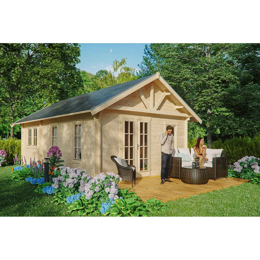 Skan Holz-Gartenhaus Toronto 4 Blockbohlenhaus aus Fichte in Braun, B: 420 cm, T: 660 cm - Bild 2