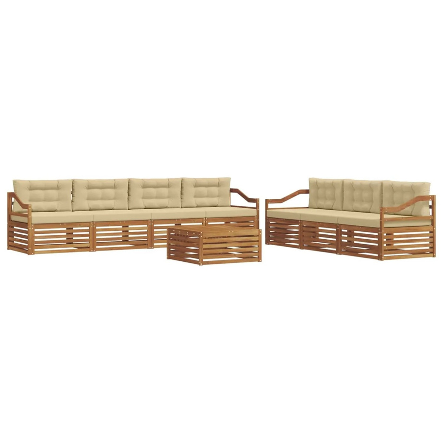vidaXL Outdoor-Sofagarnitur 8-teilig aus Akazienholz mit Kissen in Natur und Beige - Bild 2