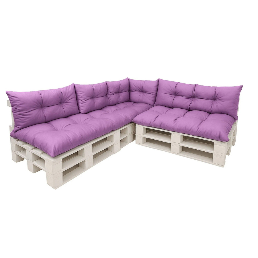 Setgarden 7er Palettensofa Kissen-Set für Outdoor in Purple, bestehend aus 7 Teilen mit Sitzkissen Breite: 120 cm, Tiefe: 80 cm und Rückenkissen Breite: 120 cm, Höhe: 40 cm - Bild 2