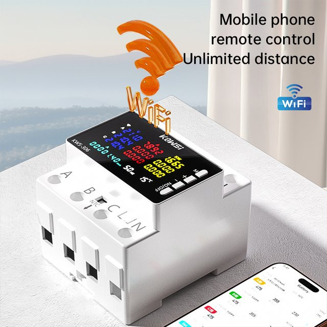 WIFI Power Energy Meter AC Monitor 3 Phasen 4-Draht Stromzähler 80A AC 85-290V in Weiß - Bild 1
