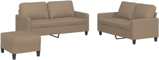 vidaXL 3-teilige Sofagarnitur aus Kunstleder in Cappuccino-Braun mit Kissen und modernem Design - Bild 1