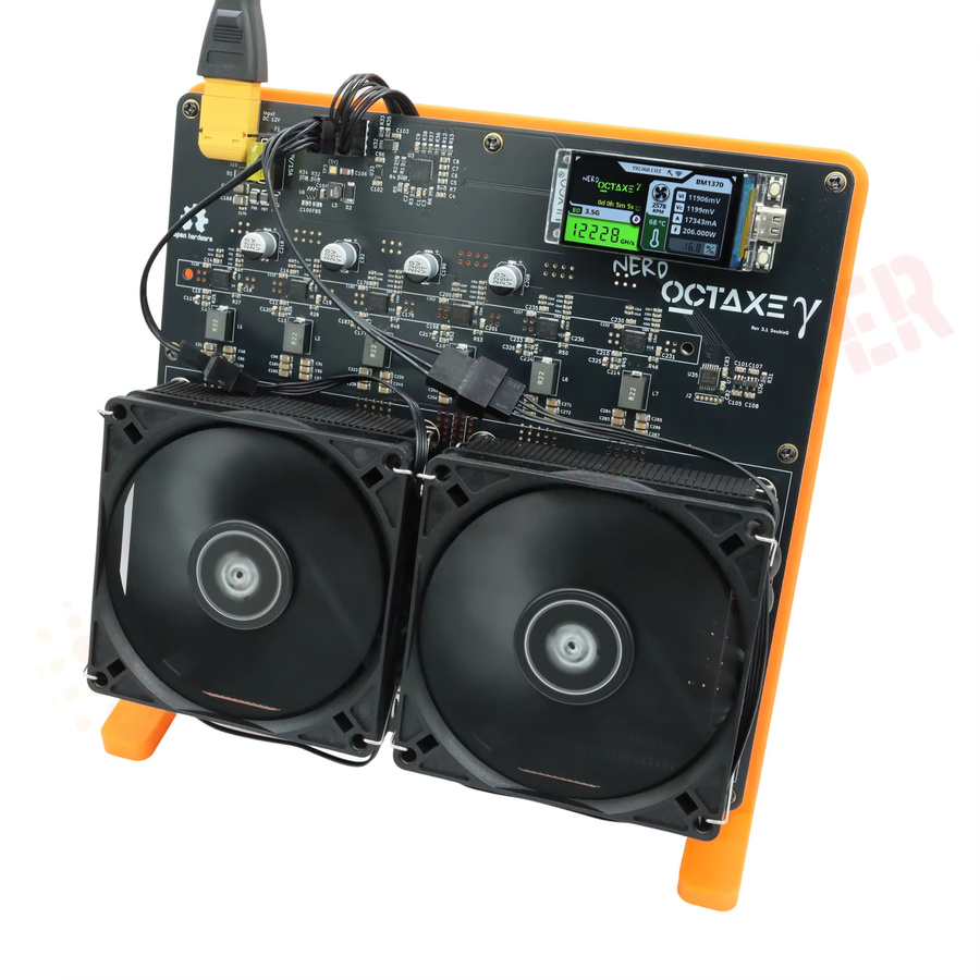 Bitsoloplayer Nerdoctaxe Rev 3.1 Bitcoin-Miner mit 200W BM1370 Chip, SHA-256 Algorithmus, Orange - Bild 3