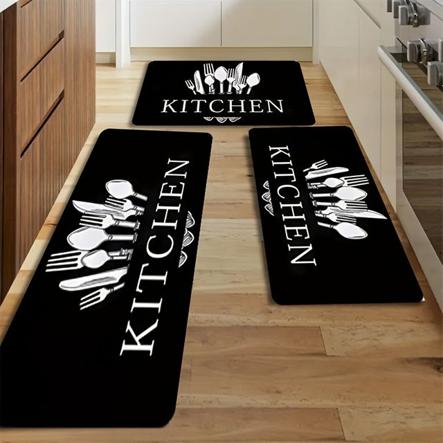 VIKAMA Küchenteppich und wasserdichte Fußmatte in Schwarz, B/T: 60 x 40 cm - Bild 1