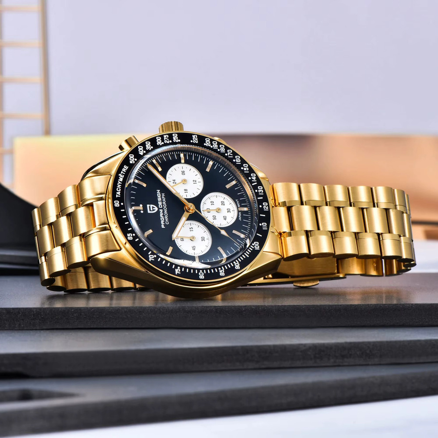 PAGANI DESIGN Armbanduhr, Chronograph, Quarz, Edelstahl, Gold, Herren - Bild 2