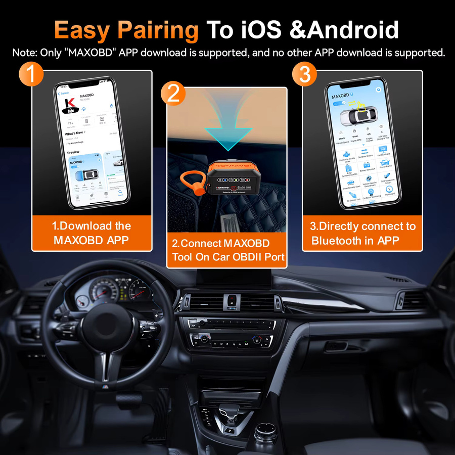 KONNWEI KW906 Bluetooth OBD2 Scanner Auto-Diagnosegerät in Rot für Android und iOS mit Live-Daten und Motor-Check-Funktion - Bild 6