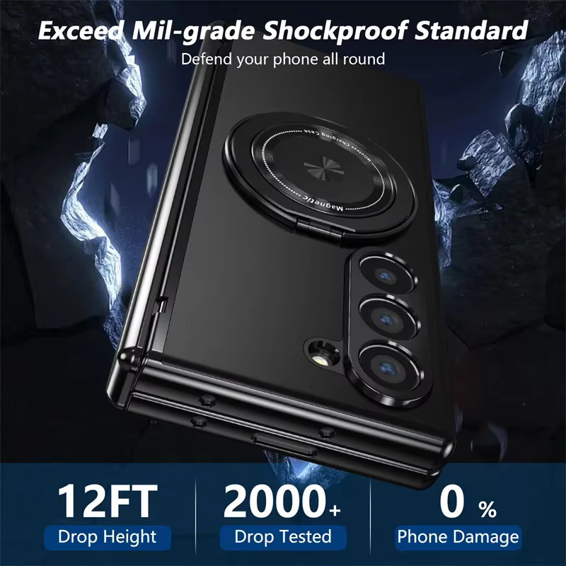 Samsung Magnetische Handyhülle für Galaxy Z Fold 7 6 5 4 3 mit 360 Grad drehbarem Scharnier aus Aluminiumlegierung in Schwarz oder Blau - Bild 2